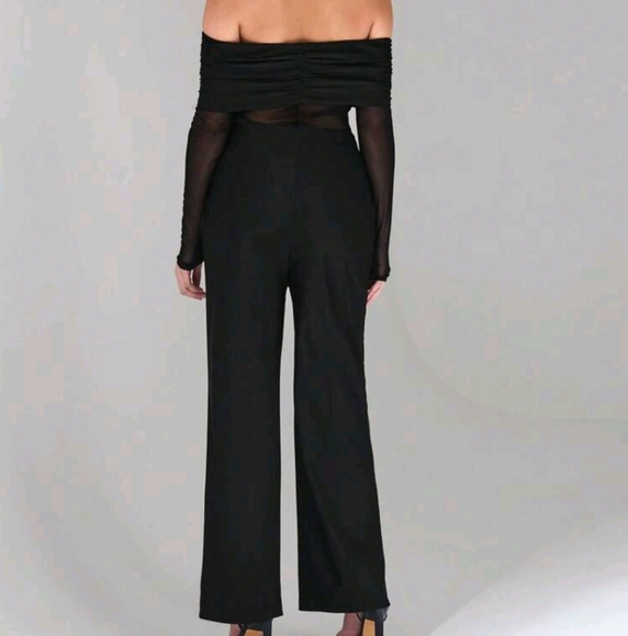 New Women Black Knit Satin Mesh Splicing Tube Top Backless Back Zip Up Long - Picture 3 of 4